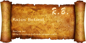 Raics Botond névjegykártya